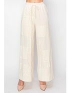 Drawstring Pants with Lace Panels