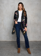 Black Floral Open Front Cardigan