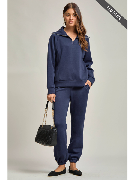 Haven Navy Half-Zip Lounge Set PLUS – Grace & Joy Clothing Co.