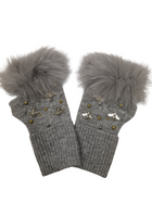 Fox Trim Fingerless Glove w/Bees & Beads