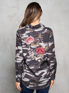 Camo Floral Embroidered Button Down Shirt