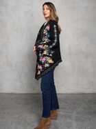 Black Floral Open Front Cardigan