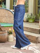 High-Waisted Wide Leg Denim Jeans with Tie Belt