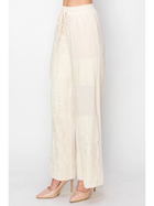 Drawstring Pants with Lace Panels