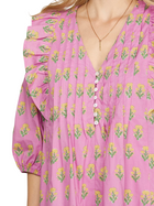 Yellow Flowers 3/4 Sleeve Mini Dress