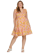 Plus Size Ruffled Slv Smocked Mini Dress