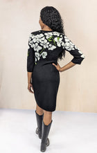 V Neck Orchid Motif Dress