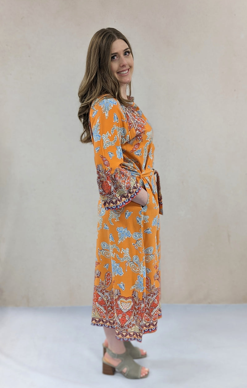 Coral Bell Sleeve Maxi Dress