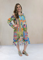 Silk Viscose Button Tunic Dress