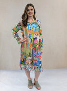 Silk Viscose Button Tunic Dress