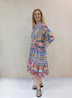 Silk Viscose Button Tunic Dress