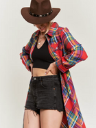 PLAID PRINT LONG SHIRT DRESS