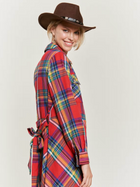 PLAID PRINT LONG SHIRT DRESS