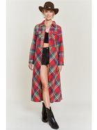 PLAID PRINT LONG SHIRT DRESS