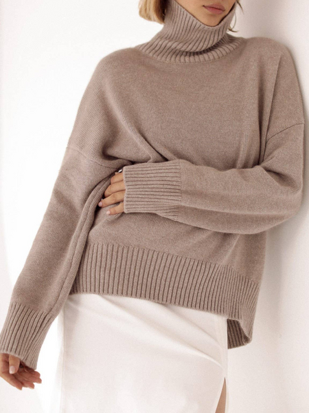 High Neck Pullover Loose Knit Sweater