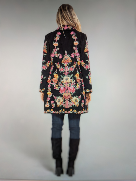 3552-MAJ Twill Floral Embroidered Coat