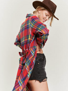 PLAID PRINT LONG SHIRT DRESS