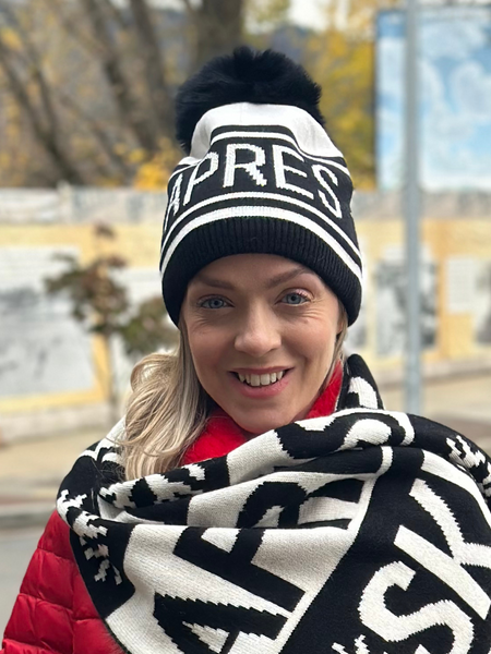 Knit Apres Ski Hat with Fox Pom Pom – Grace & Joy Clothing Co.