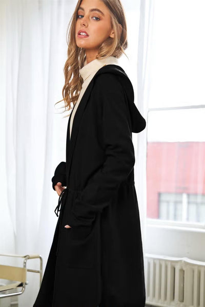 Black longline hooded discount cardigan