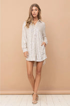 Sequins Button Down Long Shirt