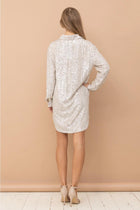 Sequins Button Down Long Shirt