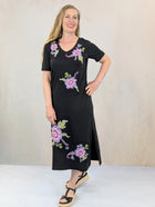 Jersey Knit Embroidered Midi Dress