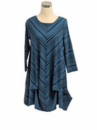 Azure Stripe Flounce Dress