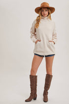 Mock Neck Ribbed Knit Tunic Sweater