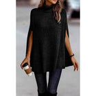 Turtleneck Knit Solid Poncho