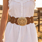 Floral Buckle Vegan Leather Belt