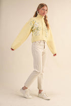Butter Flower Zip Up Cardigan