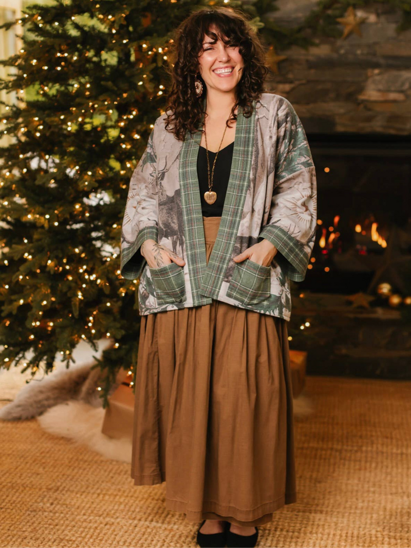 Winter Wish Christmas Fleece Cottage Cardi Kimono Jacket