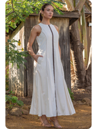 Ivory Sculpted Zip Midi Dress