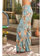 Sky Blossom Floral Wide-Leg Pants