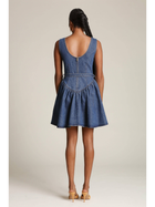 Button Front Denim Flounce Mini Dress