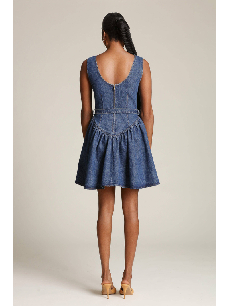 Button Front Denim Flounce Mini Dress Grace & Joy Clothing Co. Button Front Denim Flounce Mini Dress Grace & Joy Clothing Co.