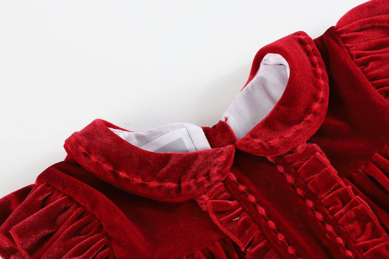 Child's Red Velour Ruffle Dress