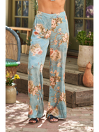 Sky Blossom Floral Wide-Leg Pants