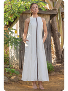 Ivory Sculpted Zip Midi Dress
