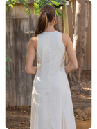 Ivory Sculpted Zip Midi Dress