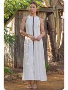 Ivory Sculpted Zip Midi Dress