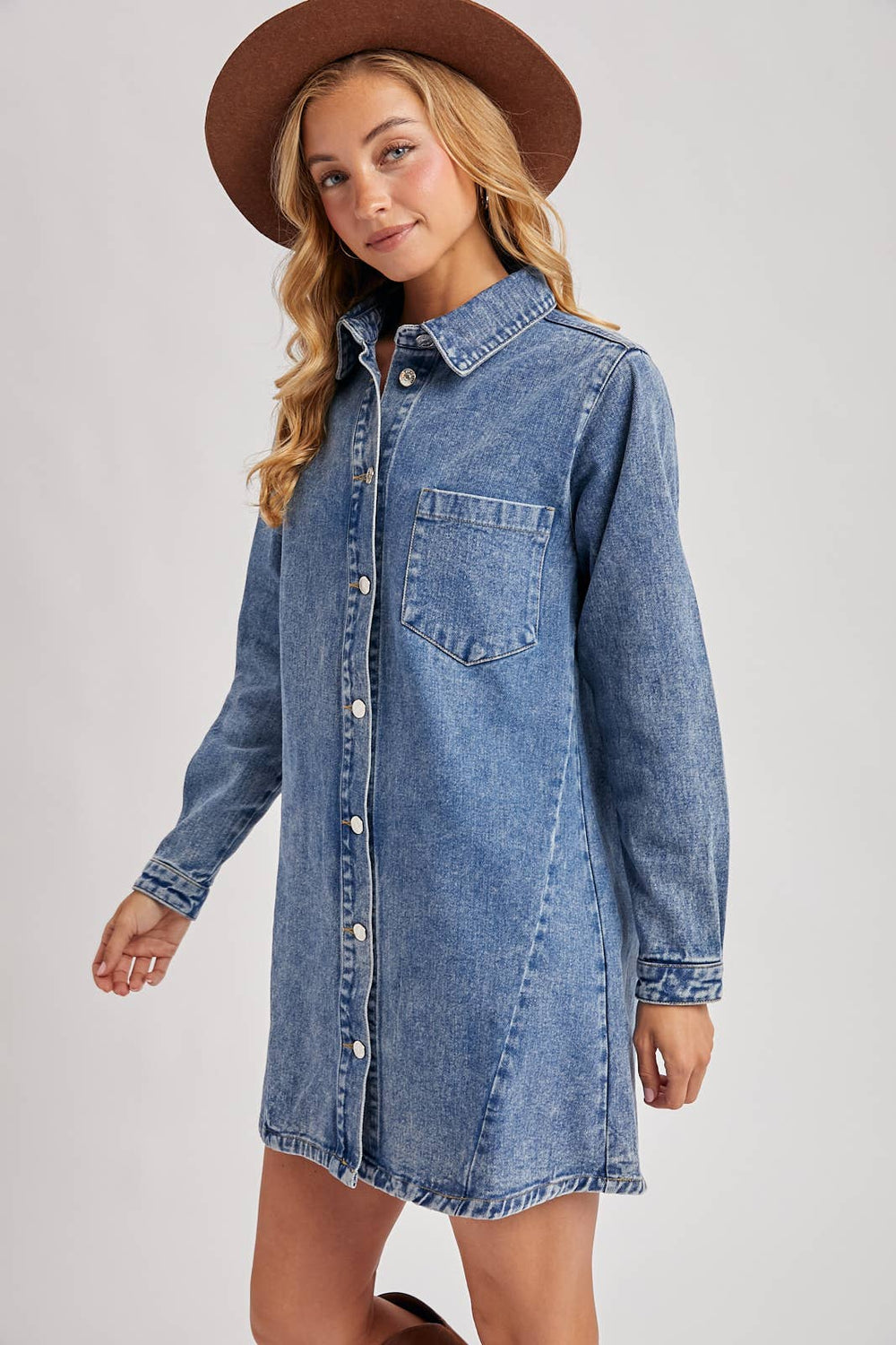 amazon ladies jeans dress lands end denim dress Lands' End Women's Denim Button Front Midi Shirt Dress  X-Small Indigo