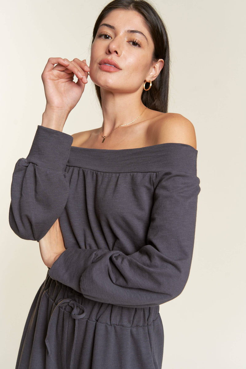 Off Shoulder Terry Jumpsuit