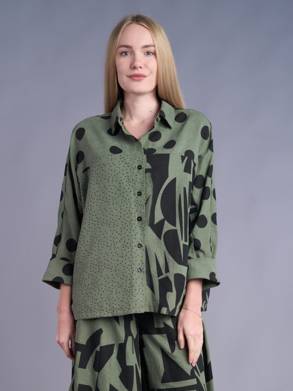 Abstract Geometry Button-Up Top