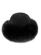 Knit Wool Hat w/Fox Fur Trim