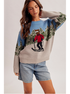 Alpine Skier Scenic Knit Sweater