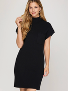 Black Ribbed Sweater Dress