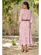 Blush Paisley Peasant Top & Midi Skirt Set