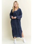 Mineral Wash Vneck Maxi Terry fall Dress