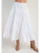 Poplin Tiered Midi Skirt